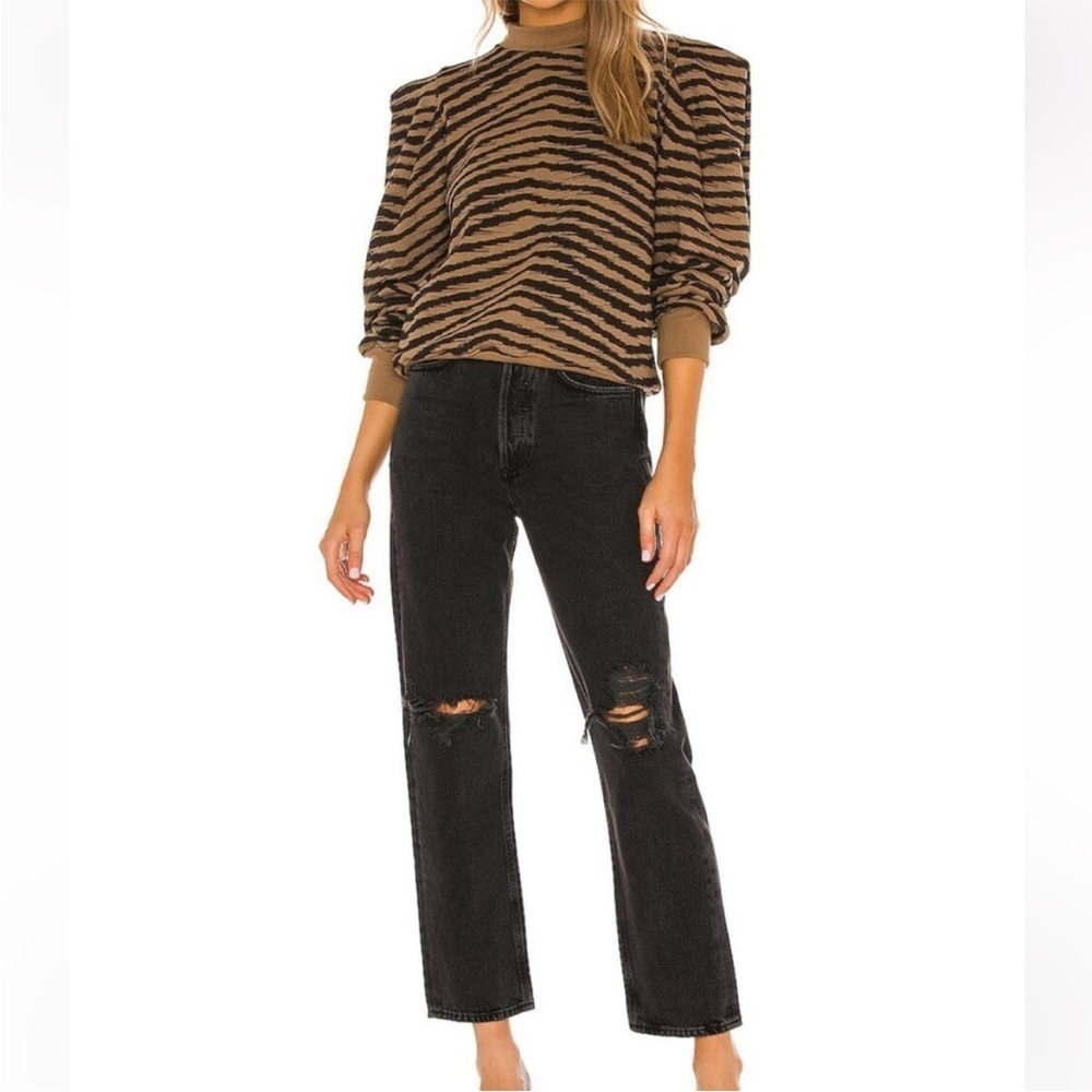 Revolve AGOLDE NWT Folded Sleeve Mock Neck Sweatshirt in the rare “Serpentine”